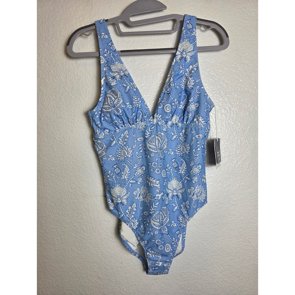 Roller Rabbit Target Blue Floral Paisley One Piece Swimsuit Womens Small